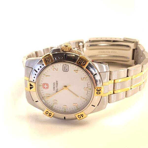 Swiss Military day-date white dial wrist watch